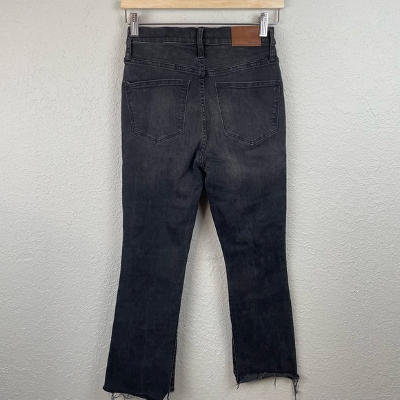 Madewell Cali Demi-Boot Jeans  Asymmetrical Hem Edition Black Button Fly - Picture 2 of 11